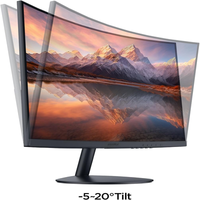 24 inch Full HD 1080P Curved Computer Monitor, 1500R Monitor, HDMI VGA, Tilt Adjustment, LCD Monitor, Eye Care