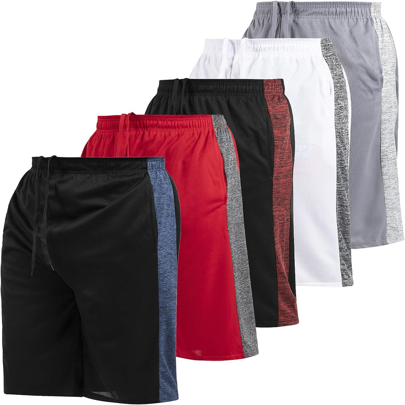 5 Pack Men's Ultra Performance Athletic Gym Shorts