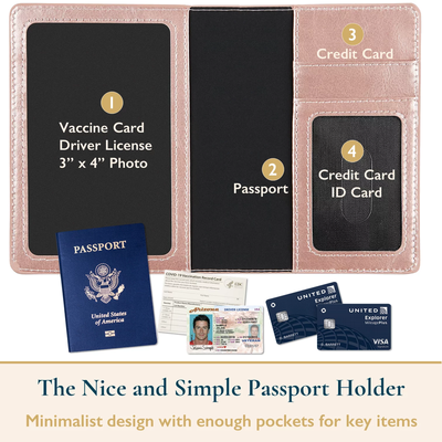  2 Pack Slim Passport Travel Wallet Plus 4 Bonus Luggage Tags, Waterproof Cover/Case Protector