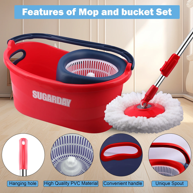 Spin Mop and Bucket System with Wringer