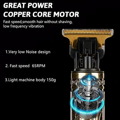 Men's Rechargeable Cordless Beard Trimmer Shaver with T Blade