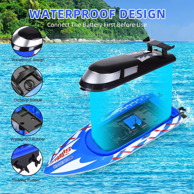 2 Pack RC Boat - 20+/10+ MPH Remote Control Boats with LED Light Includes 4 Rechargeable Batteries