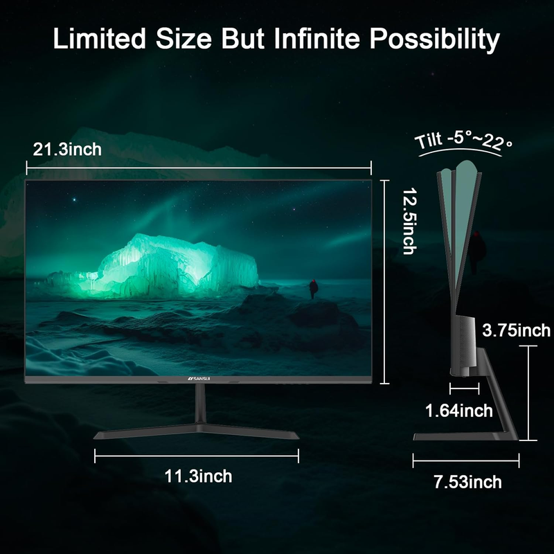 24 inch Monitor, IPS Display Computer Monitor with Built-in Speakers, 100Hz Monitor VESA Mount with HDMI Inputs, FHD Monitor