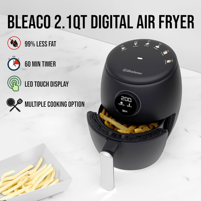 2.1Qt Air Fryer with Digital Display, Rapid Air Circulation, 60 Min Timer