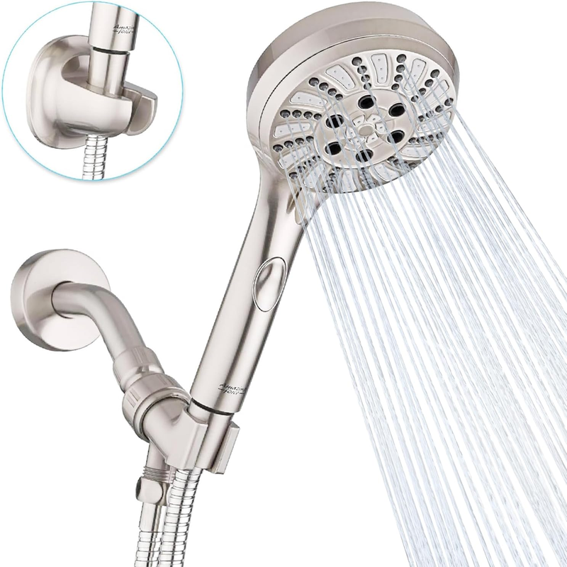 Shower Head with Handheld Attachment, 6 Settings, High Pressure Powerful Water Spray Head with 70 Inch Stainless Steel Hose and Bracket