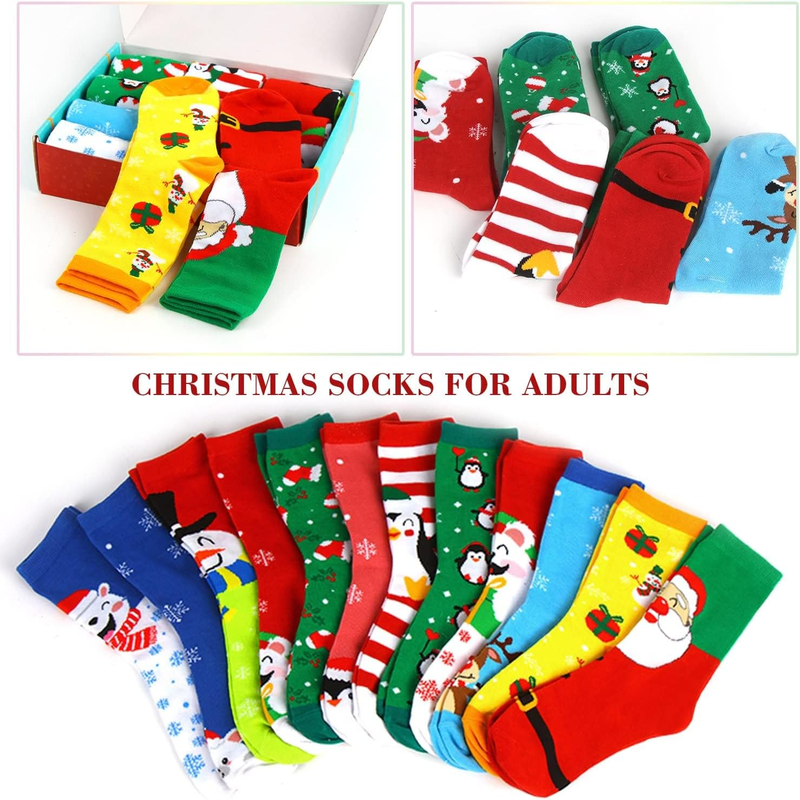 12 Pairs Christmas Winter Fun Socks Unisex Gift Socks for Family