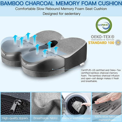 Adjustable Height Memory Foam Seat Cushion, Non-Slip Chair Pad 