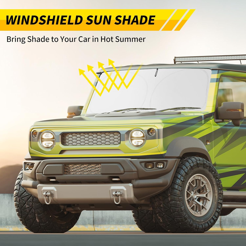 Car Windshield Sun Shade with Storage Pouch, Foldable UV Protection