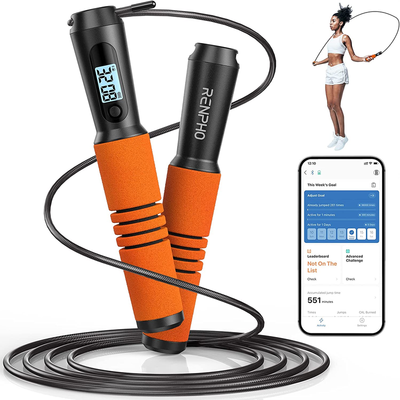 Smart Jump Rope with APP Tracking, Tangle-Free Adjustable Rope with Counter for Workouts