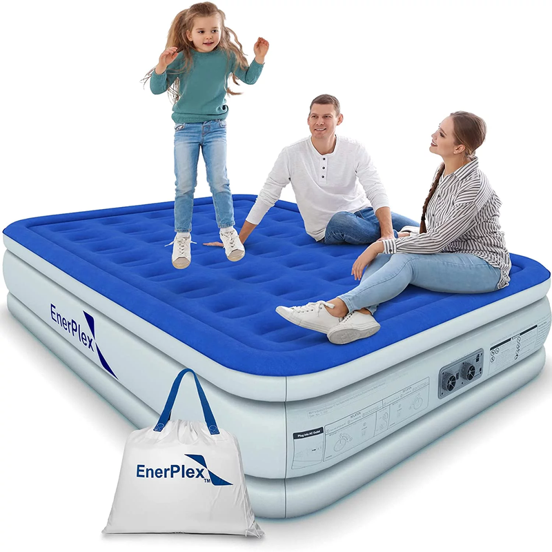 Double Height Inflatable Mattress with Built-In Pump