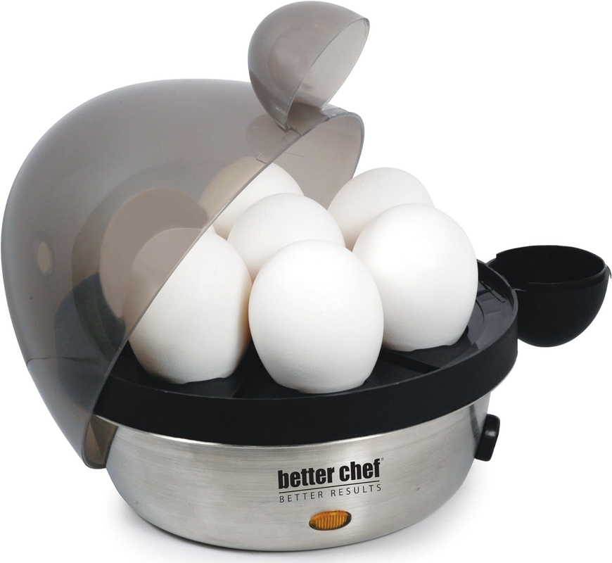 7 Egg  Electric Cooker - Stainless Steel - Removable Cool Touch Tray - See-Through Lid