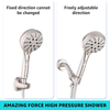 Shower Head with Handheld Attachment, 6 Settings, High Pressure Powerful Water Spray Head with 70 Inch Stainless Steel Hose and Bracket