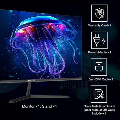 24 inch Monitor, IPS Display Computer Monitor with Built-in Speakers, 100Hz Monitor VESA Mount with HDMI Inputs, FHD Monitor