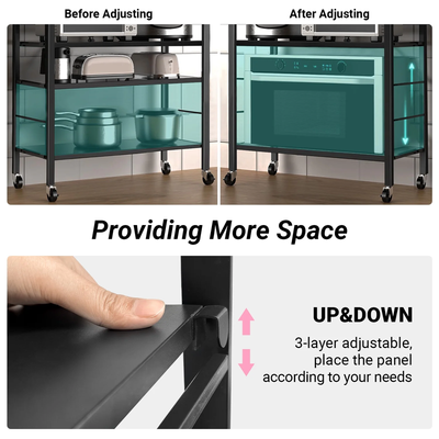 Multi-Tier Storage Shelving Unit - Metal Shelf, Adjustable Height, Foldable Storage Shelf with Wheels