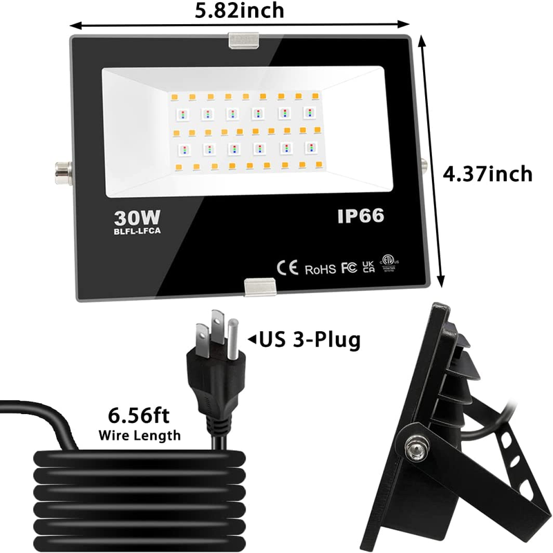 2 Pack LED Flood Lights - 300W Equivalent 3000 LM, Outdoor Color Changing Bluetooth RGBW Smart Floodlights