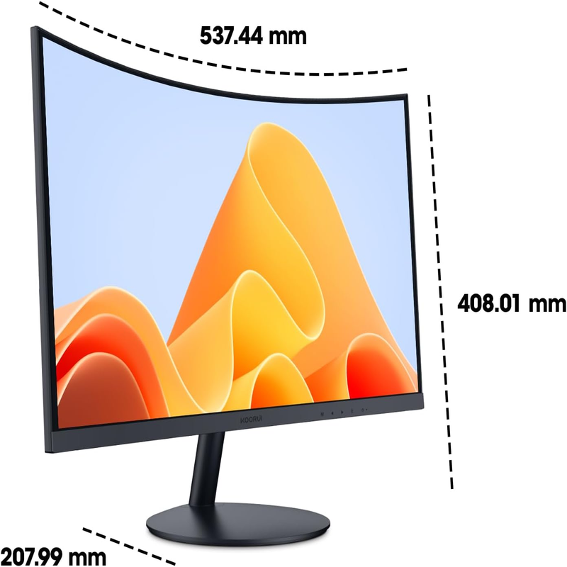 24 inch Full HD 1080P Curved Computer Monitor, 1500R Monitor, HDMI VGA, Tilt Adjustment, LCD Monitor, Eye Care