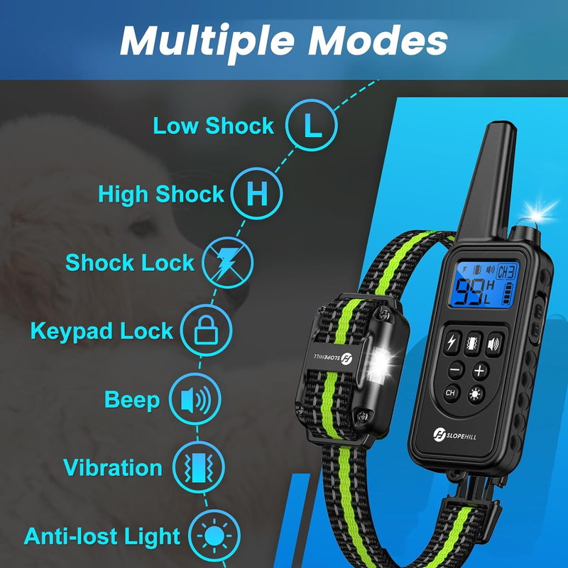 Dog Training Collar with 7 Training Modes, 2600Ft Remote Electronic Dog Shock Collar