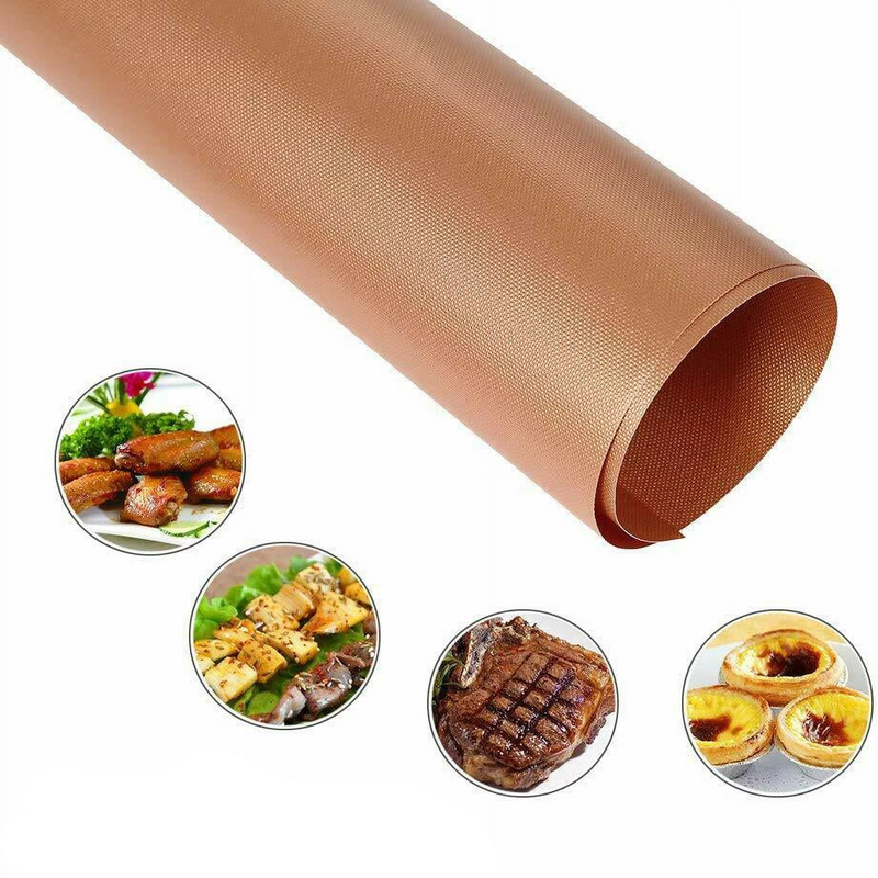 Set of 5 Heavy Duty Copper BBQ Grill Mats - Non Stick Easy to Clean, Reusable