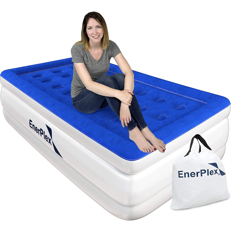 Double Height Inflatable Mattress with Built-In Pump