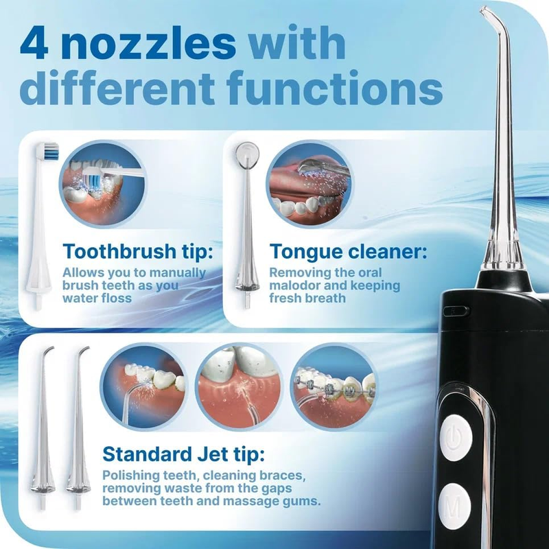 Portable Rechargeable Oral Irrigator for Teeth Cleaning and Flossing with 9 Modes