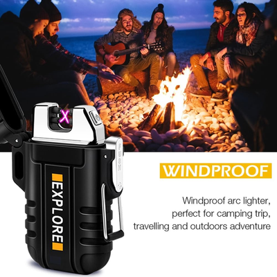 Waterproof Electric Lighter - Windproof Dual Arc USB Rechargeable Flameless Plasma Lighter