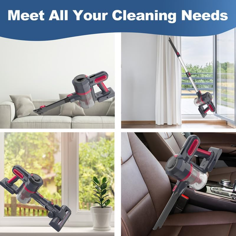 Cordless Powerful Lightweight Vacuum Cleaner, 210W 25Kpa Powerful Detachable Battery