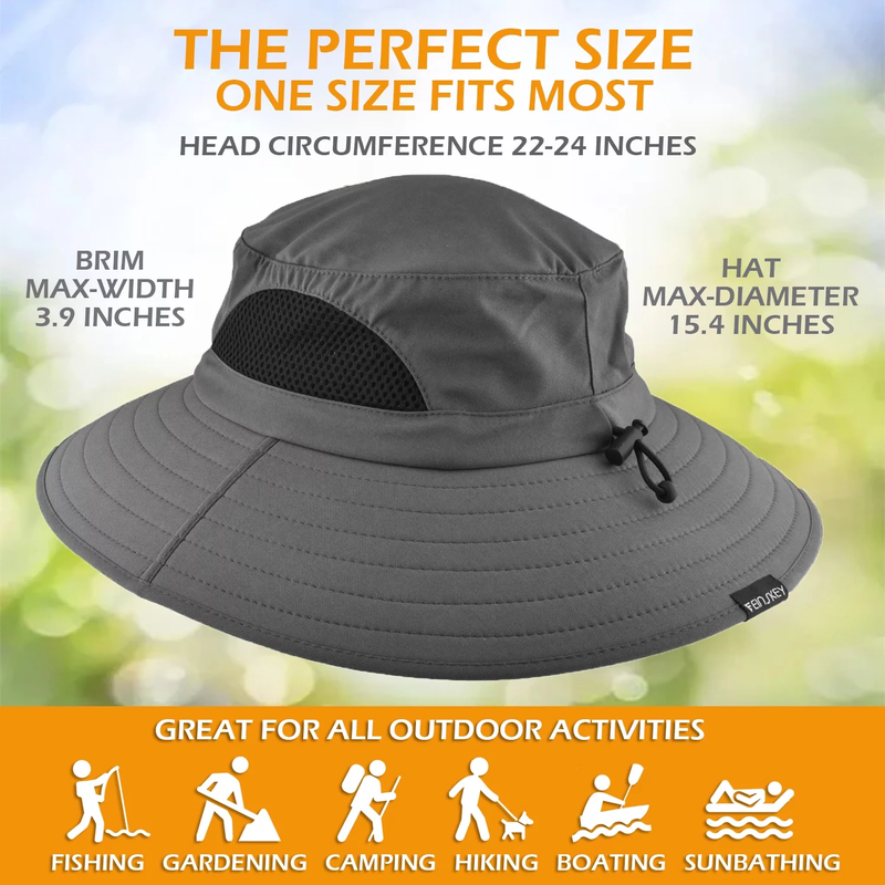 Wide Brim Bucket Hat - Water Repelling Sun Hat