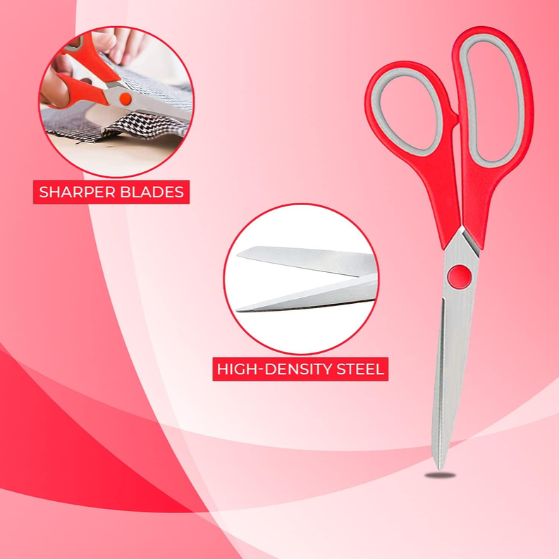 3 Pack Scissors 8" All Purpose Craft Scissors with Heavy Duty Sharp Blade