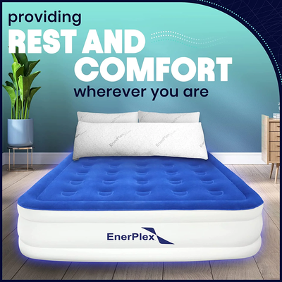 Double Height Inflatable Mattress with Built-In Pump