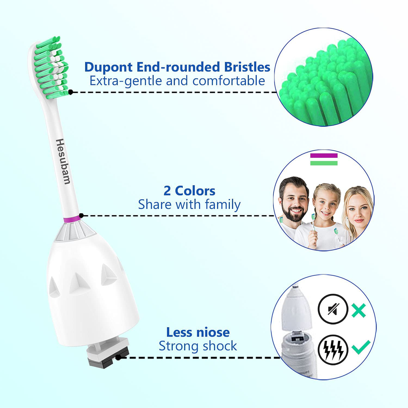 Replacement Toothbrush Heads for Philips Sonicare E-Series Essence CleanCare Elite Advance and Xtreme Electric Screw-on Toothbrush Handles, 6 Pack