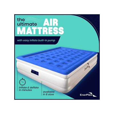 Double Height Inflatable Mattress with Built-In Pump