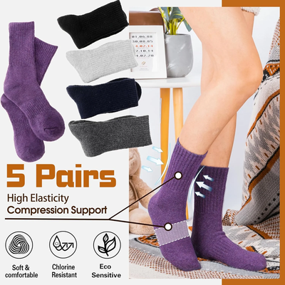 5 Pack Merino Wool Hiking Socks for Women