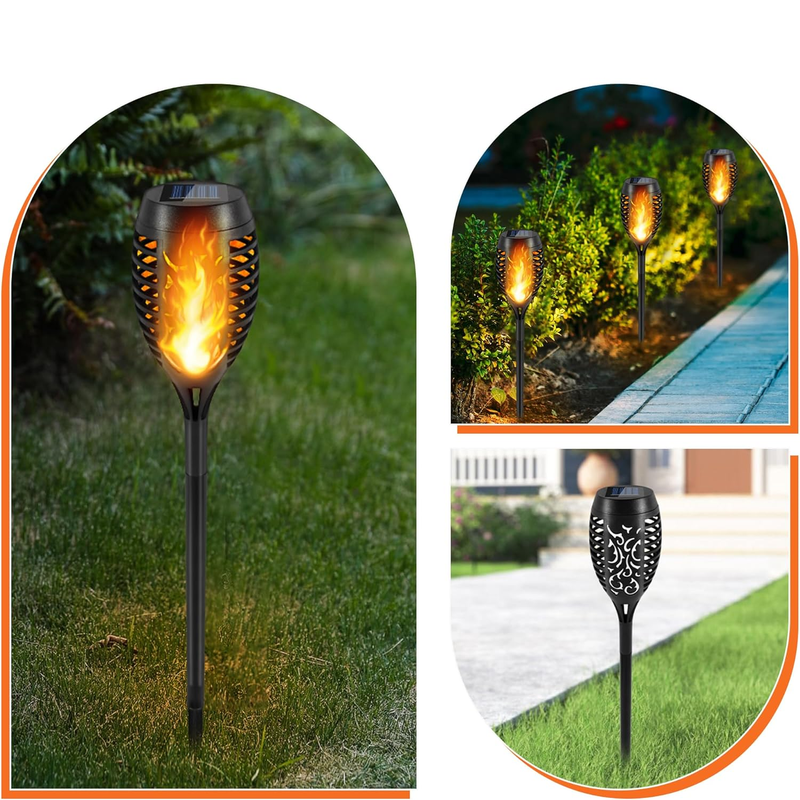 6 Pack Solar Garden Torch Lights with Flickering Flame