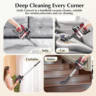 Cordless Stick Vacuum Rechargeable with 2200mAh Detachable Battery