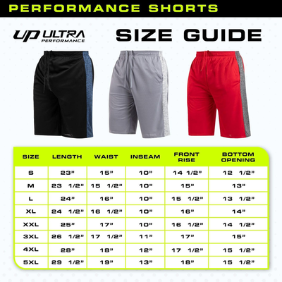 5 Pack Men's Ultra Performance Athletic Gym Shorts