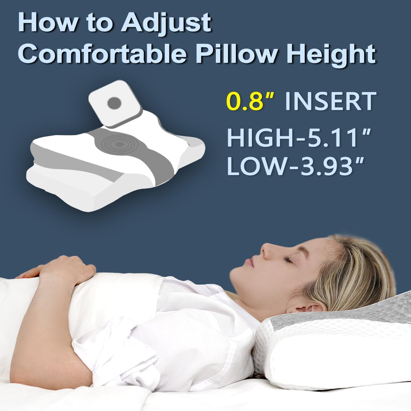 Adjustable Memory Foam Contour Cervical Pillow for Neck Pain Relief - Ergonomic Design