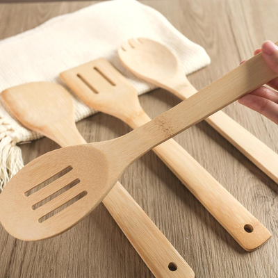 6 Piece Bamboo Kitchen Utensils Set for Cooking