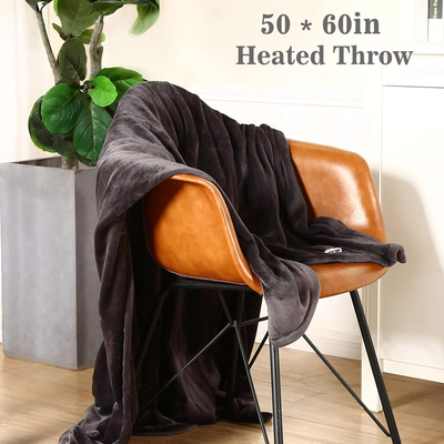 Heated Electric Throw Blanket, Cozy Flannel Heating Blanket with 4 Heat Levels 