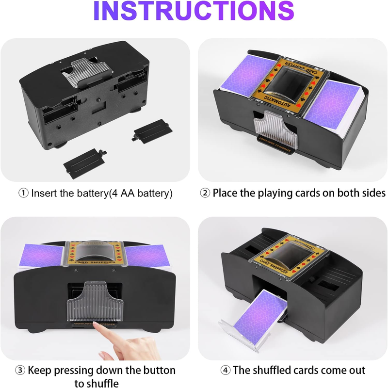 Automatic Card Shuffler - Battery-Operated Electric Shuffler