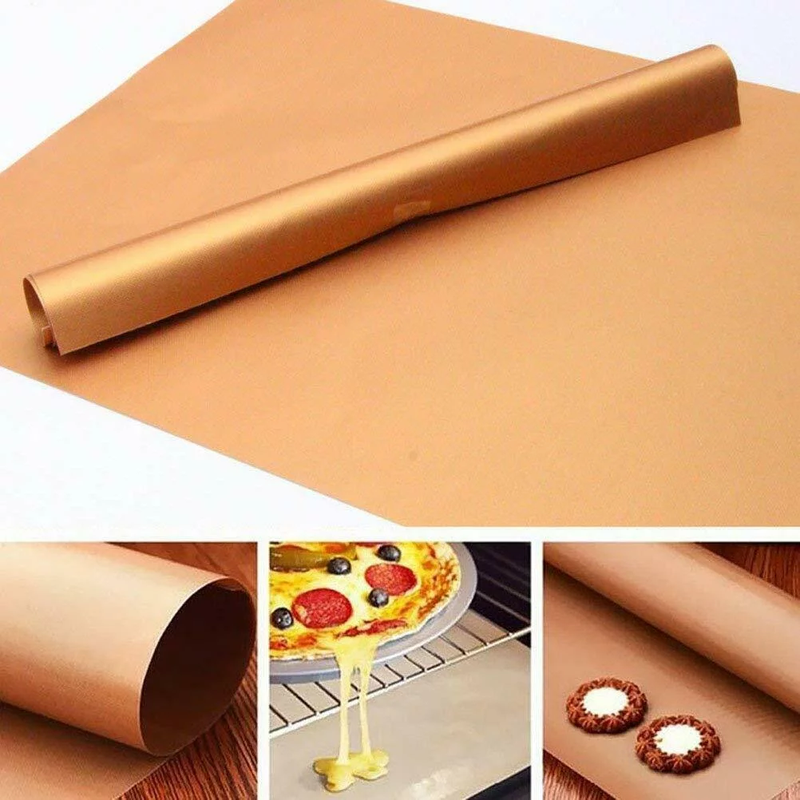 Set of 5 Heavy Duty Copper BBQ Grill Mats - Non Stick Easy to Clean, Reusable