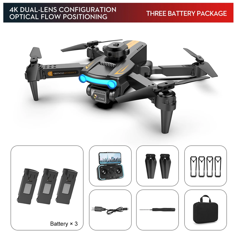 4K Drone with HD Dual Camera, Gesture Control, 3D Flight, Altitude Hold, One-Key Start, Optical Positioning