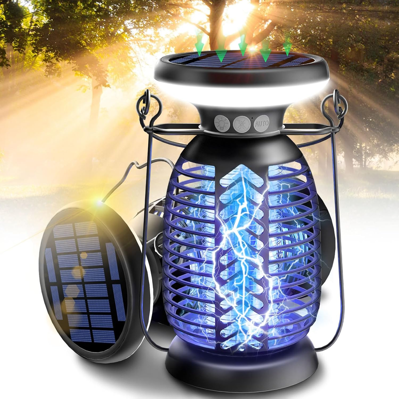 Outdoor Solar Bug Zapper with LED Light - 4000mAh - IP66 Waterproof