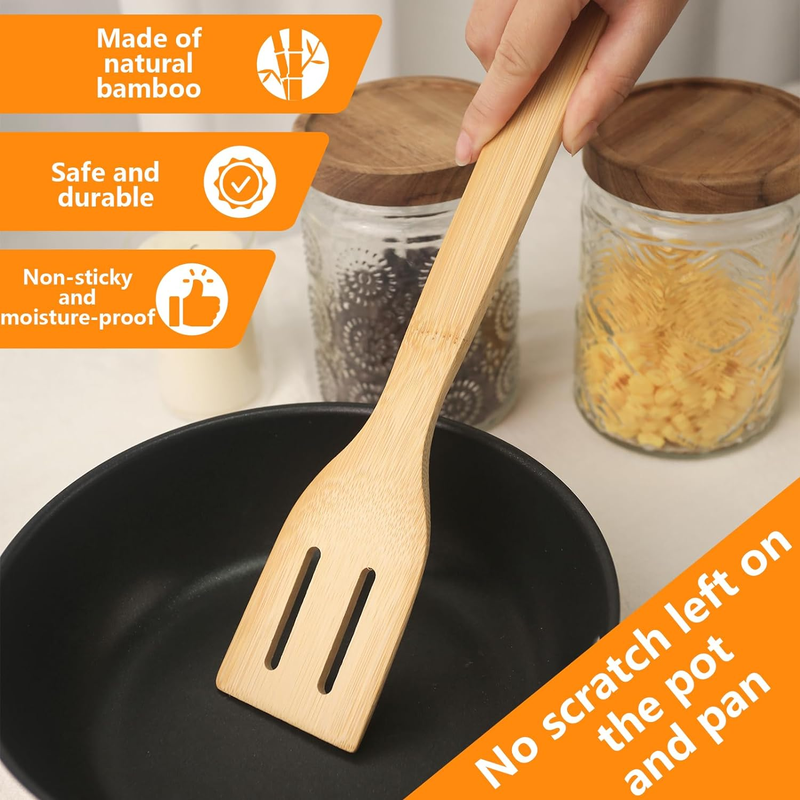 6 Piece Bamboo Kitchen Utensils Set for Cooking