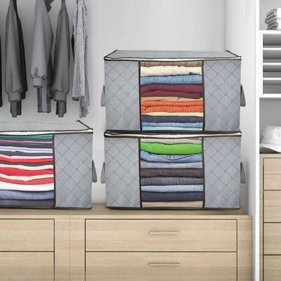 3 Pack 90L Non-Woven Storage Bags, Foldable Closet Organizers