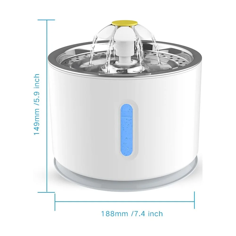 80oz Pet Fountain - Automatic Water Dispenser for Cats and Dogs, Circulating Filtration System