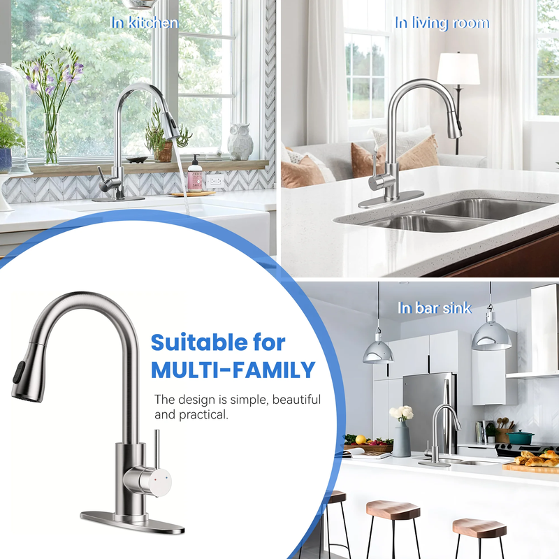 Stainless Steel Kitchen Faucet with Pull down Sprayer