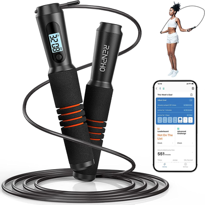 Smart Jump Rope with APP Tracking, Tangle-Free Adjustable Rope with Counter for Workouts