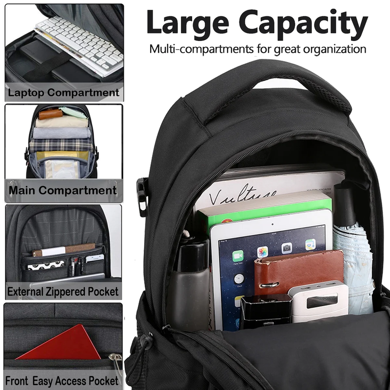 19 Inch Travel Laptop Backpack, Anti-Theft, Slim & Durable with USB Charging Port, Fits 13-16.5 Inch Laptop and Notebook