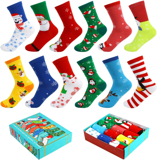 12 Pairs Christmas Winter Fun Socks Unisex Gift Socks for Family