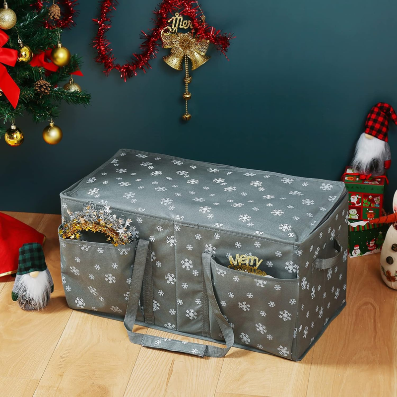 Large Christmas Ornament Storage Container Box with Zipper Closure